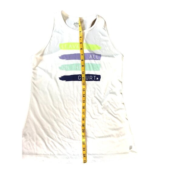 PRINCE- WOMEN'S WHITE GRAPHIC RACE BACK TANK TOP SIZE MEDIUM - Picture 7 of 7